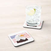 アメリカのハゲのワシと国旗 – 透明な白。 コースター (右側)