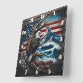 アメリカのハゲの鷲 スクエア壁時計 (傾斜)