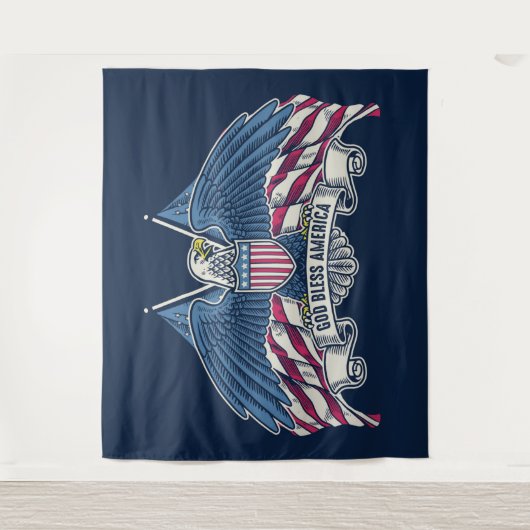 アメリカのハゲワシと国旗を祝福 タペストリー (正面)