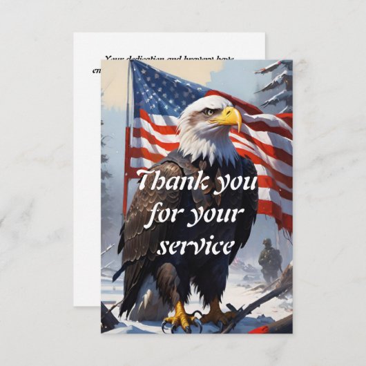 アメリカのハゲ・イーグルとアメリカ国旗 サンキューカード (正面/裏面)