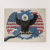 アメリカのハゲ・イーグル国旗 ジグソーパズル (横)