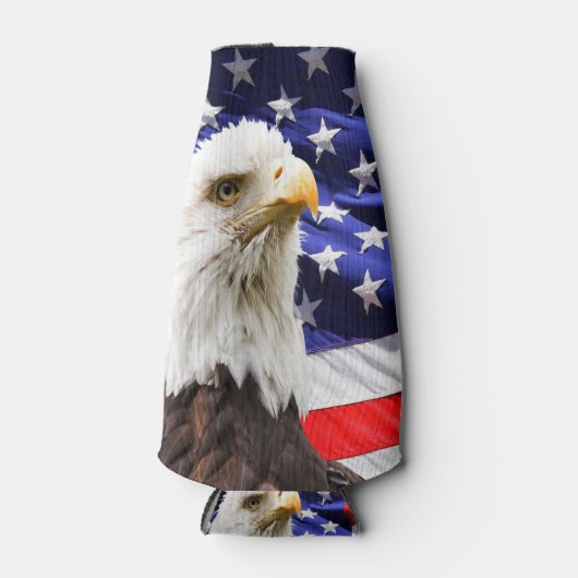 アメリカのハゲ・イーグル国旗 ボトルクーラー (正面)