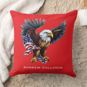 アメリカのハゲ・イーグル愛国心のあるアメリカ国旗7月4日 クッション (ブランケット)