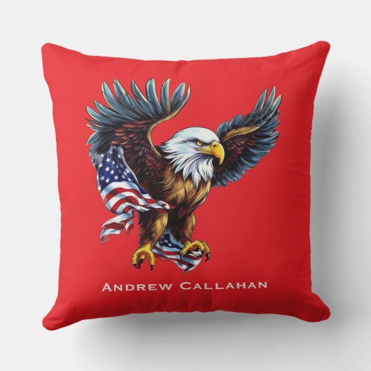 アメリカのハゲ・イーグル愛国心のあるアメリカ国旗7月4日 クッション (裏面)