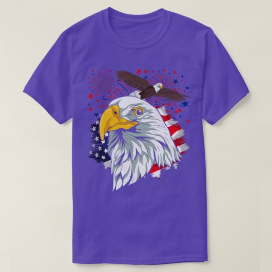 アメリカのハゲ・イーグル米国国旗の鳥4日 Tシャツ (デザイン正面)