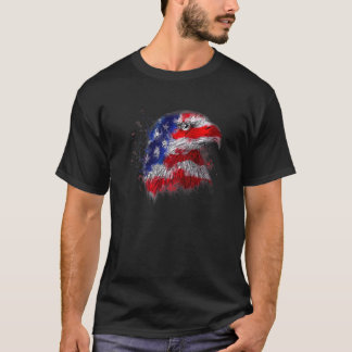 アメリカのハゲ・イーグル7月愛国米国国旗 Tシャツ