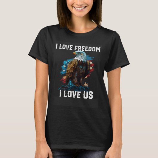 アメリカのハゲ・イーグル・アメリが大好き Tシャツ (正面)