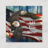 アメリカのハゲ・イーグル・アメリカ国旗 スクエア名刺 (正面)