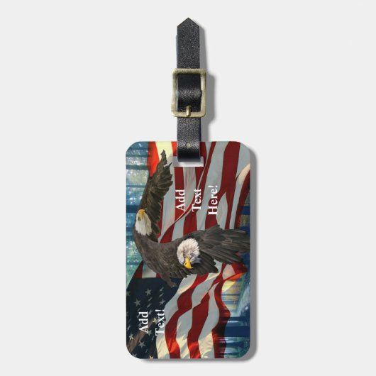 アメリカのハゲ・イーグル・アメリカ国旗 ラゲッジタグ (正面縦)