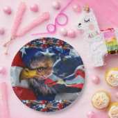 アメリカのハゲ・イーグル・ウルフ国旗 ペーパープレート (パーティー)