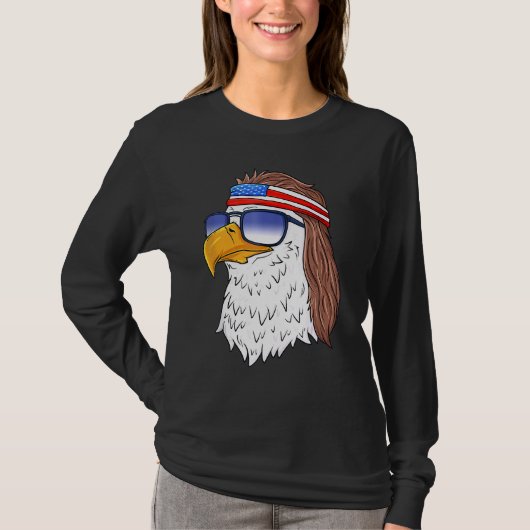 アメリカのハゲ・イーグル・ミュレット7月4日アメリカ愛国者 Tシャツ (正面)