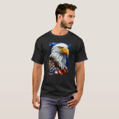 アメリカのハゲ・イーグルUSA国旗のフリーダムメンズウィメンズパット Tシャツ (正面フル)