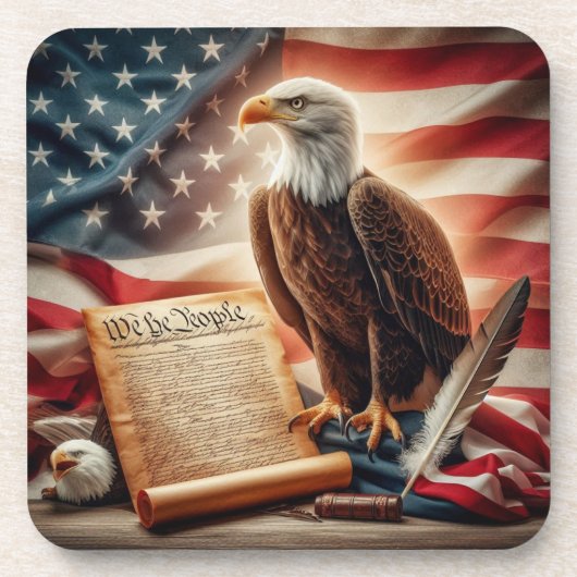アメリカのハゲ・ワシ愛国主義 コースター (正面)