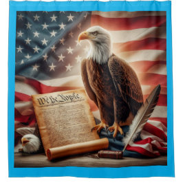 アメリカのハゲ・ワシ愛国主義 シャワーカーテン