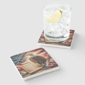 アメリカのハゲ・ワシ愛国主義 ストーンコースター (横)