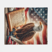 アメリカのハゲ・ワシ愛国主義 フリースブランケット (正面(横))