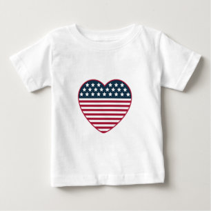 アメリカのハート形の旗 ベビーTシャツ