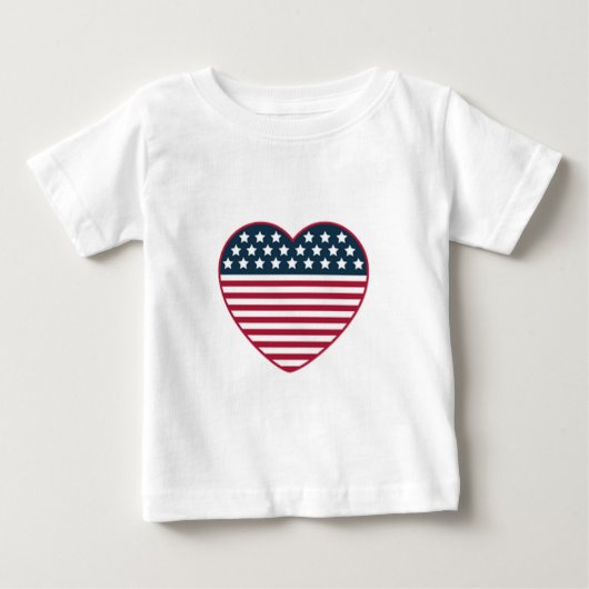 アメリカのハート形の旗 ベビーTシャツ (正面)