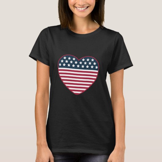 アメリカのハート形の旗 Tシャツ (正面)