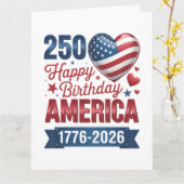 アメリカのハート 1776 2026 七月四日  カード (黄色い花)