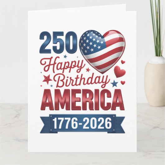 アメリカのハート 1776 2026 七月四日  カード (正面)