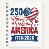 アメリカのハート 1776 2026 七月四日 ノートブック (正面)