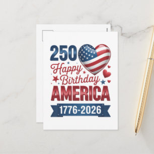 アメリカのハート 1776 2026 7月4日 シーズンポストカード