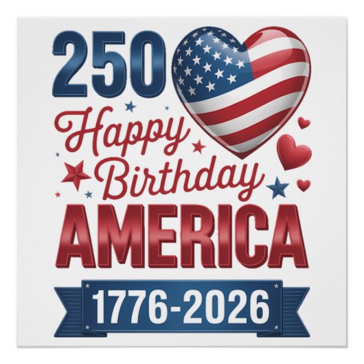 アメリカのハート 1776 2026 7月4日 ポスター (正面)