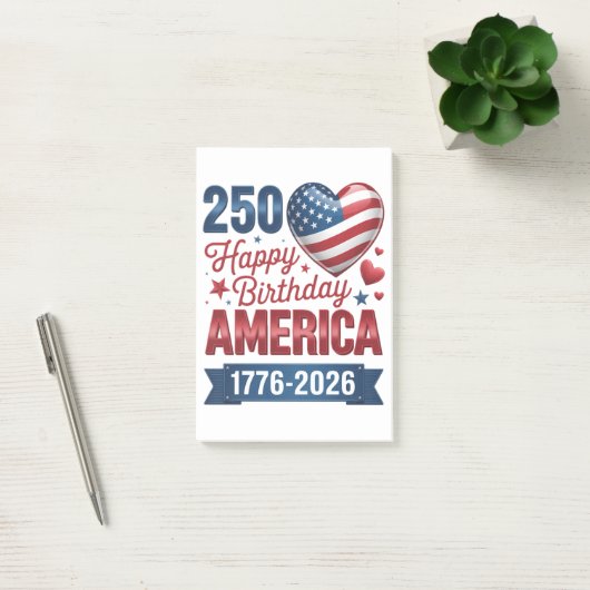 アメリカのハート 1776 2026 7月4日 ポストイット (オフィス)