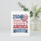 アメリカのハート 1776 2026 7月4日 ポストカード (スタンド正面)