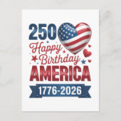 アメリカのハート 1776 2026 7月4日 ポストカード (正面)