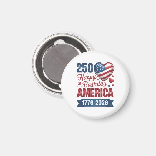 アメリカのハート 1776 2026 7月4日 マグネット (正面/裏面)