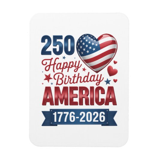 アメリカのハート 1776 2026 7月4日 マグネット (縦)