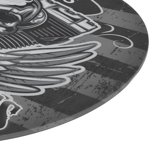 アメリカのバイクもしくは自転車に乗る人ADD NAMEスカルV – ツインバイク カッティングボード (角)