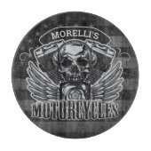 アメリカのバイクもしくは自転車に乗る人ADD NAMEスカルV – ツインバイク カッティングボード (正面)