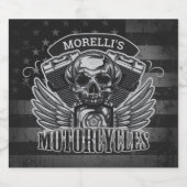 アメリカのバイクもしくは自転車に乗る人ADD NAMEスカルV – ツインバイク ビールラベル (シングルラベル)