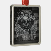 アメリカのバイクもしくは自転車に乗る人ADD NAMEスカルV – ツインバイク メタルオーナメント (右)