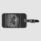 アメリカのバイクもしくは自転車に乗る人ADD NAMEスカルV – ツインバイク ラゲッジタグ (正面横)