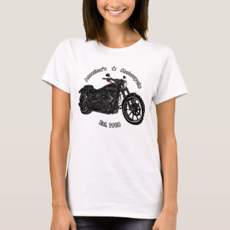 アメリカのバイク白黒トップ Tシャツ