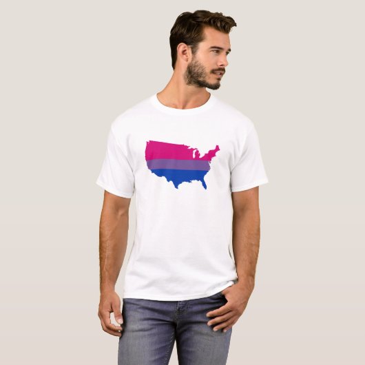 アメリカのバイセクシャリティプライドマップTシャツ Tシャツ (正面フル)