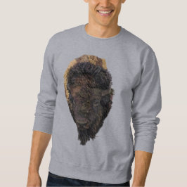 アメリカのバイソン・ヘッドの詳細イラストレーション スウェットシャツ