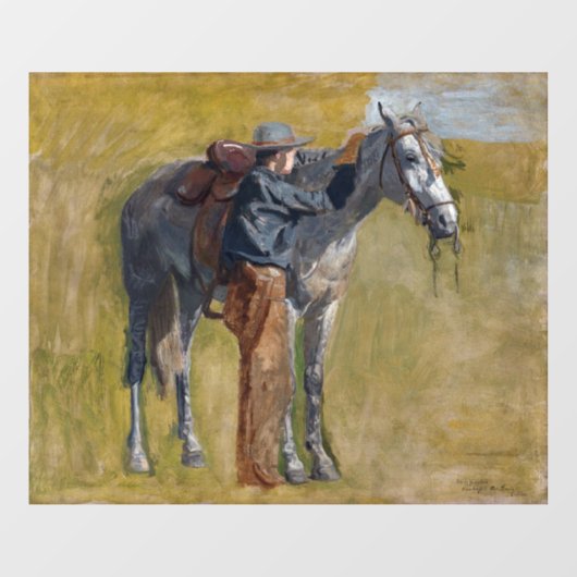 アメリカのバッドランド：馬と古い西カウボーイ ウィンドウサイン (シート)