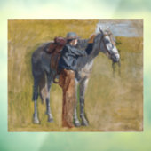 アメリカのバッドランド：馬と古い西カウボーイ ウィンドウサイン (シート3)