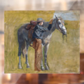 アメリカのバッドランド：馬と古い西カウボーイ ウィンドウサイン (シート2)