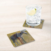 アメリカのバッドランド：馬と古い西カウボーイ スクエアペーパーコースター (インサイチュ)