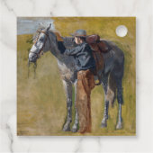 アメリカのバッドランド：馬と古い西カウボーイ フェイバータグ (裏面)