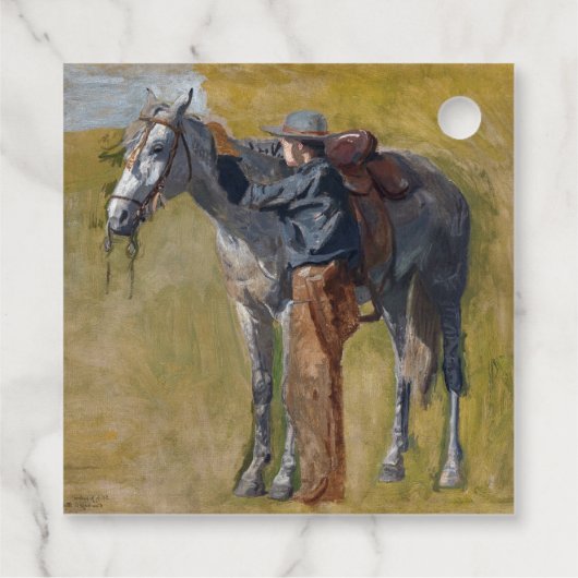 アメリカのバッドランド：馬と古い西カウボーイ フェイバータグ (裏面)