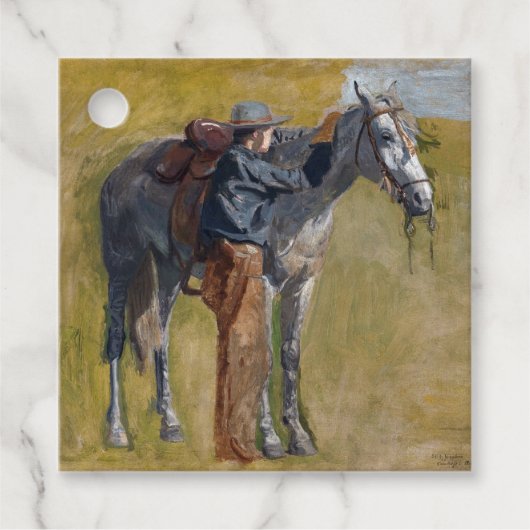 アメリカのバッドランド：馬と古い西カウボーイ フェイバータグ (正面)