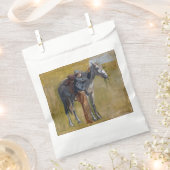 アメリカのバッドランド:馬と古い西カウボーイ フェイバーバッグ (クリップ留めされた状態)