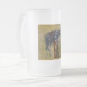 アメリカのバッドランド:馬と古い西カウボーイ フロストグラスビールジョッキ (正面左)